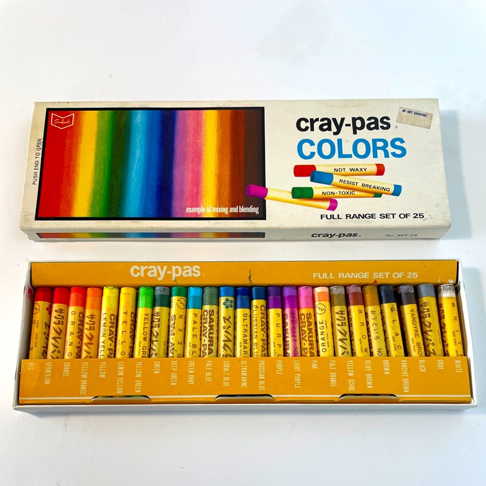 Vintage Sanfords Cray-Pas Oil Pastels Set of 12 Colors Japan Unused/Barely Used